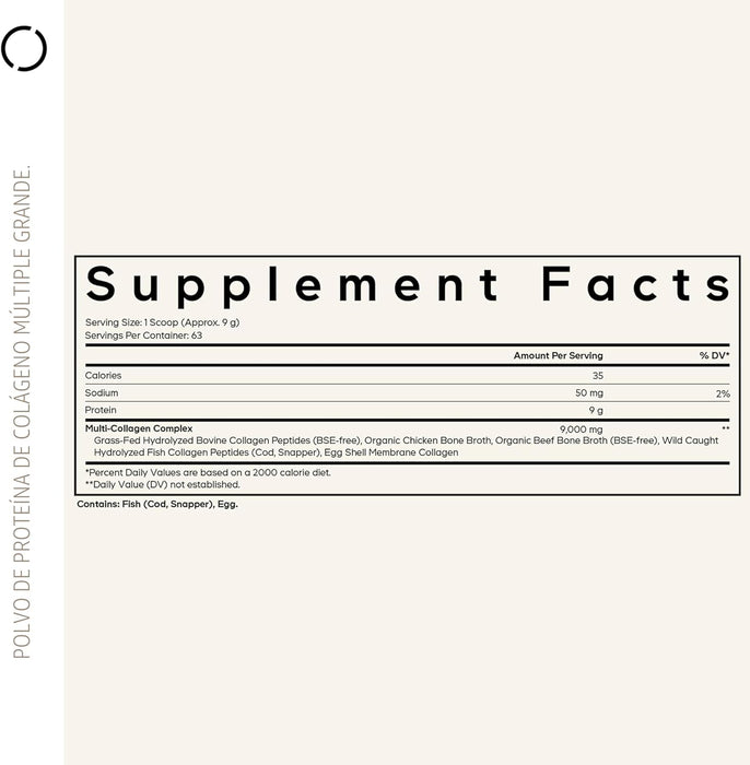 Codeage Multi‑Colágeno Proteína en Polvo Hidrolizado, 20 oz, Tipos I, II, III, V, X, Grass‑Fed