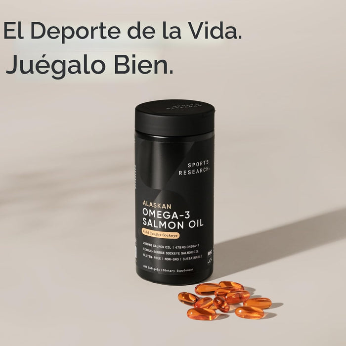 Sports Research Aceite de Salmón Sockeye Salvaje de Alaska, 2500 mg EPA+DHA, 180 Cápsulas Blandas