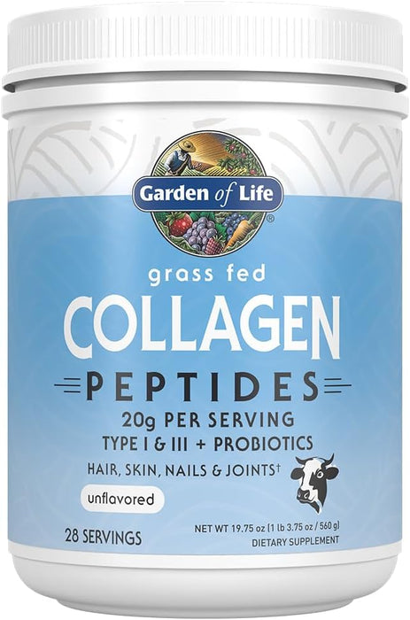 Garden of Life Péptidos de Colágeno Grass‑Fed, Sin Sabor, 280 g, Tipo I & III, Certificado Keto y Paleo