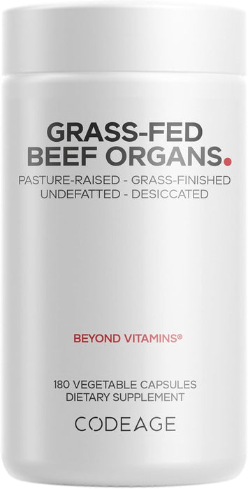 Codeage Suplemento de Órganos Bovinos Alimentados con Pasto, 180 Cápsulas