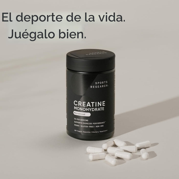 Sports Research Monohidrato de Creatina 5 g por Porción, 120 Cápsulas
