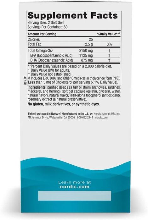 Nordic Naturals Ultimate Omega 2x, 120 Cápsulas Sabor Limón