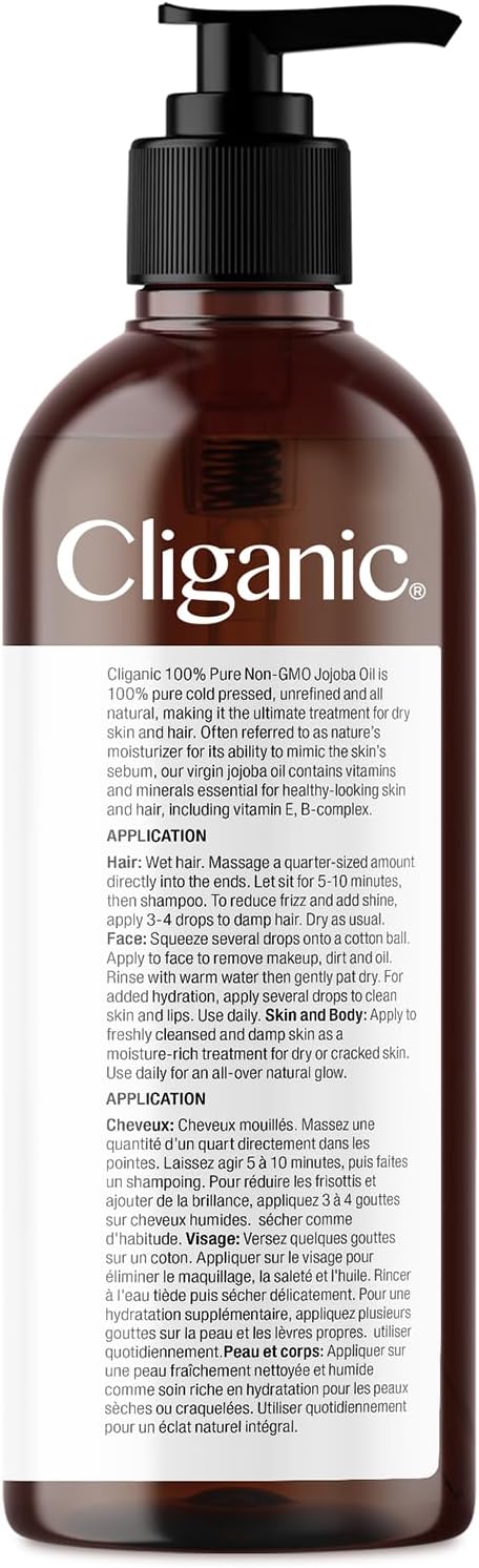 Cliganic Aceite De Jojoba Orgánico, 16 Fl. Oz. (240 Ml)