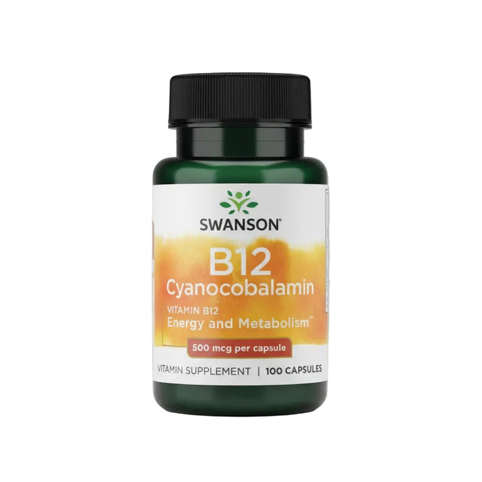 Swanson Suplemento de Vitamina B-12 500 mcg, 100 Cápsulas