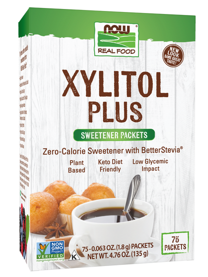 Now Real Foods Xilitol 75 sobres de 1.8 c/u 135g