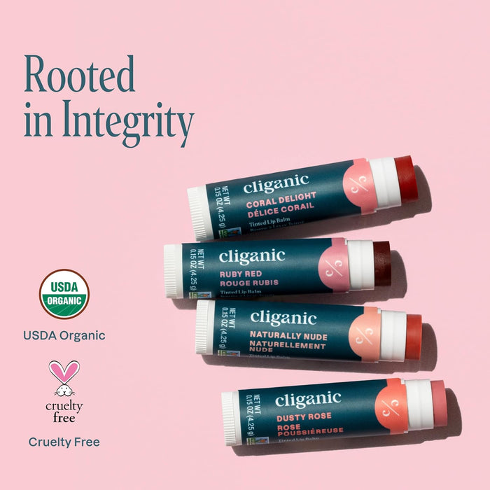 Cliganic Juego de bálsamos labiales con color Hint of Tint, 4 piezas