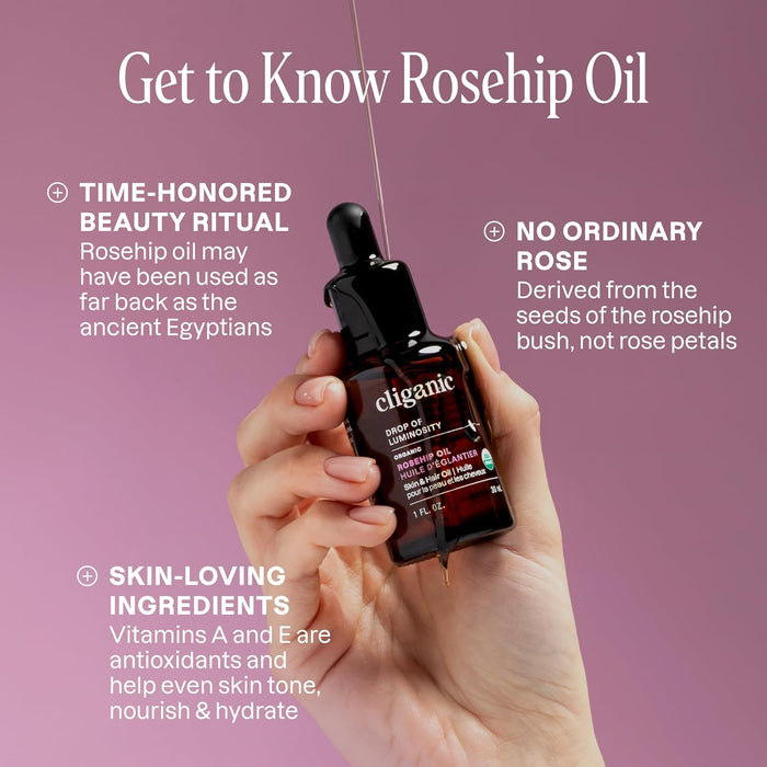 Cliganic Aceite de Rosa Mosqueta orgánico 1 FL. OZ (30 ml)