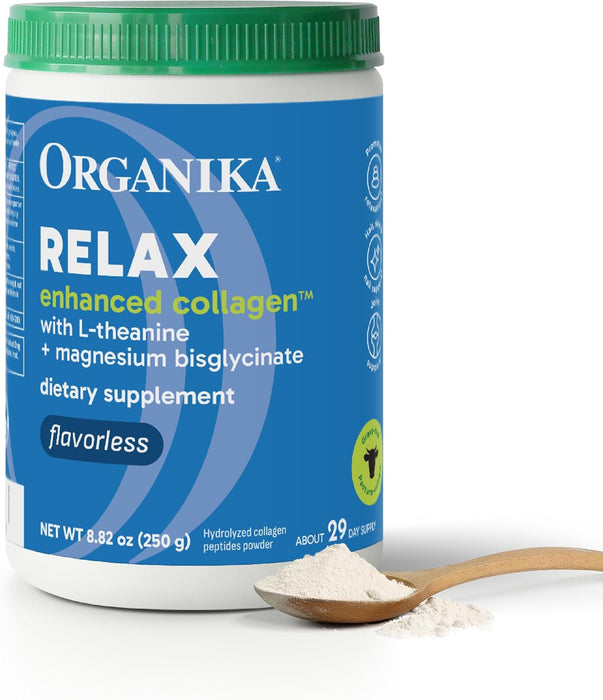 Organika Colágeno con Magnesio Bisglicinato y L‑Teanina, 250 g