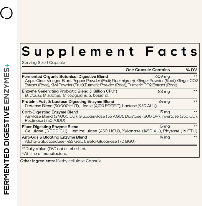 Codeage Enzimas Digestivas Fermentadas, 14 Enzimas + Probióticos & Prebióticos, 90 Cápsulas