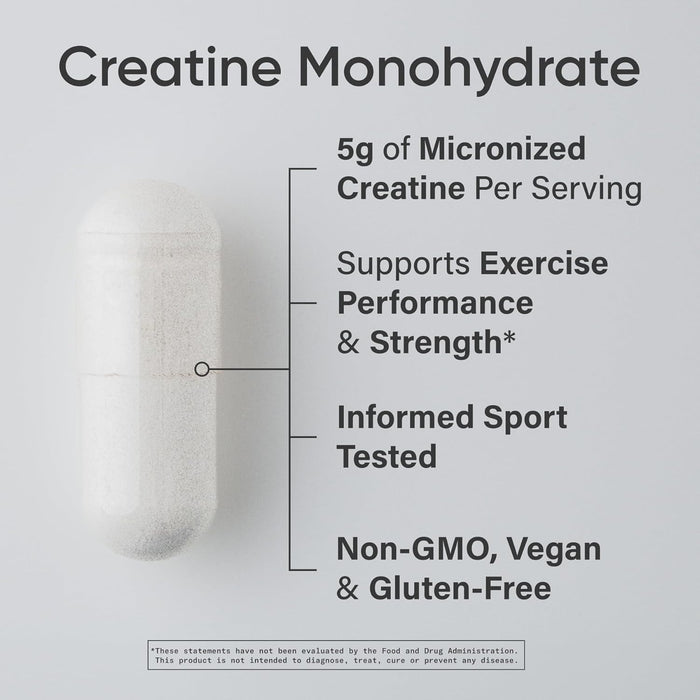 Sports Research Monohidrato de Creatina 5 g por Porción, 120 Cápsulas