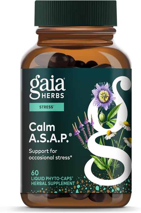 Gaia Herbs Suplemento Calm A.S.A.P., 60 Cápsulas Veganas, Suplemento Natural para Apoyo Calmante