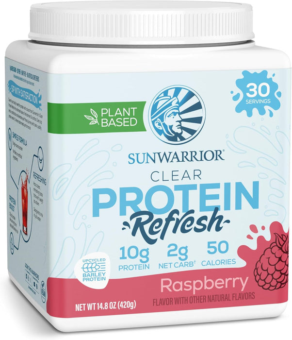 Sunwarrior Proteína Transparente Vegana en Polvo, Sabor Frambuesa, 420 g, 30 Porciones, Sin OMG
