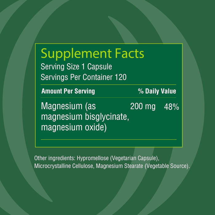 Organika Suplemento de Magnesio Bisglicinato, 120 cápsulas vegetales