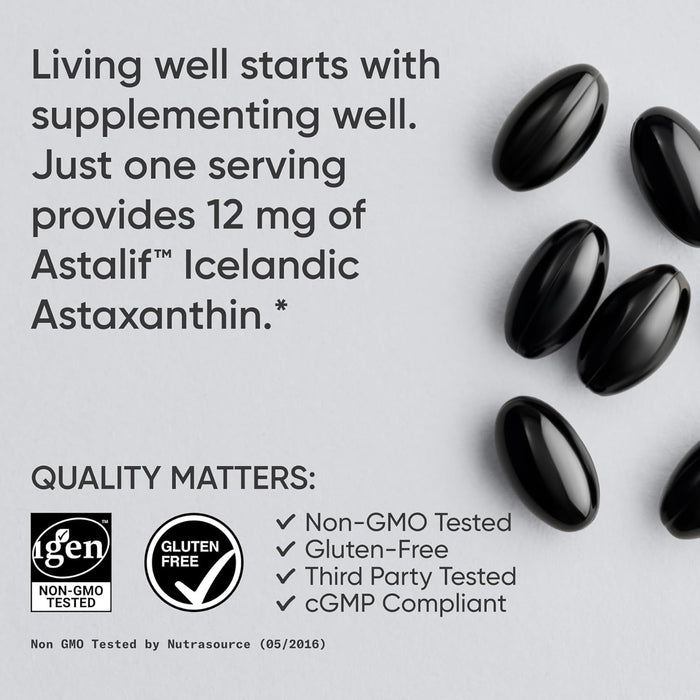 Sports Research Suplemento Astaxantina Triple Fuerza 12 mg con Aceite de Coco Orgánico, 60 Cápsulas Blandas