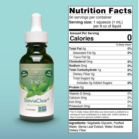 SweetLeaf – Sweet Drops Stevia Líquida Sabor Clear 60 ml (2 Fl Oz)