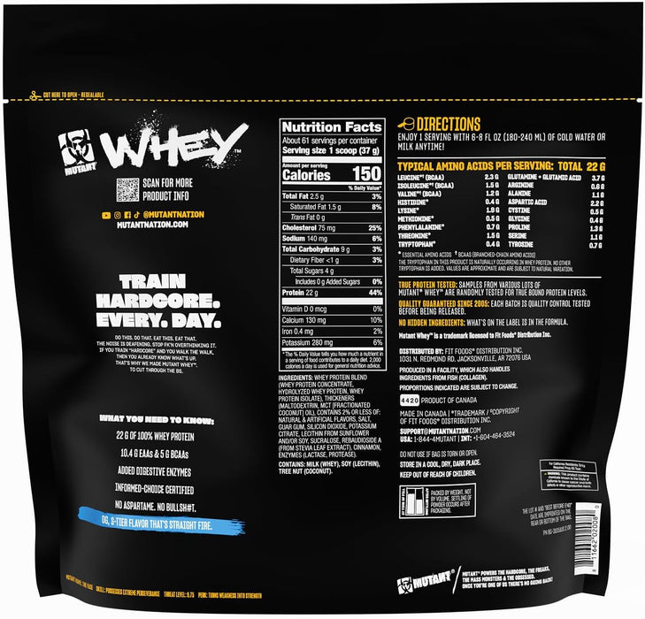 Mutant Whey Protein Powder, Vainilla, 5 lb (2.27 kg), 3 Fuentes de Proteína de Suero, Enzimas Digestivas, Aminoácidos, Non‑GMO, Certificado GMP