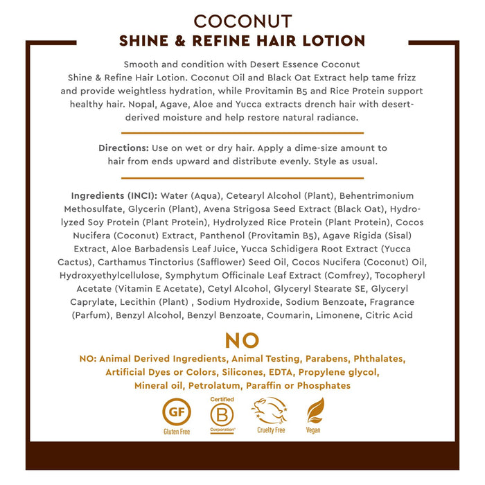 Desert Essence - Loción para Cabello Aroma Coco 255ml