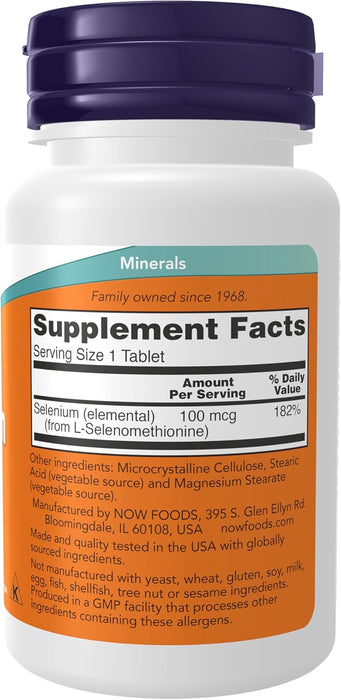 Now Suplemento de Selenio 100mcg, 100 tabletas