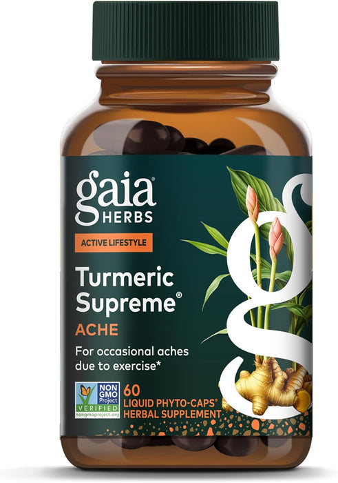 Gaia Herbs Suplemento Cúrcuma, 60 Cápsulas Veganas, Alivio Natural del Dolor Ocasional