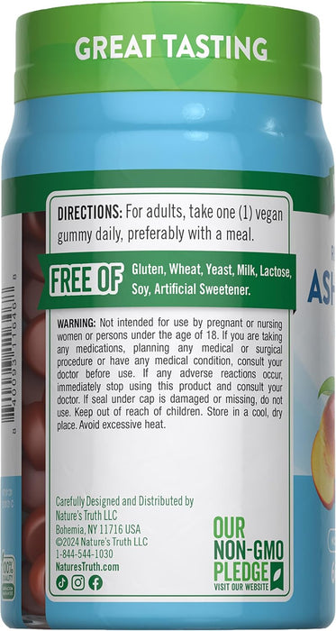 Nature's Truth Suplemento Ashwagandha 60 gomitas, 500 mg por gomita sabor tropical