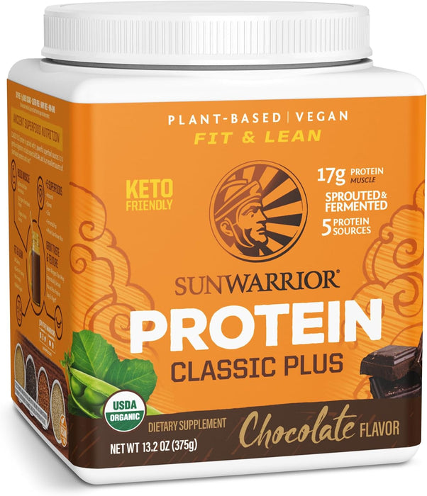 Sunwarrior Classic Plus Proteína Orgánica en Polvo, Chocolate, 750 g, Vegana, Sin OMG