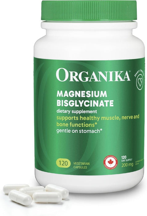 Organika Suplemento de Magnesio Bisglicinato, 120 cápsulas vegetales