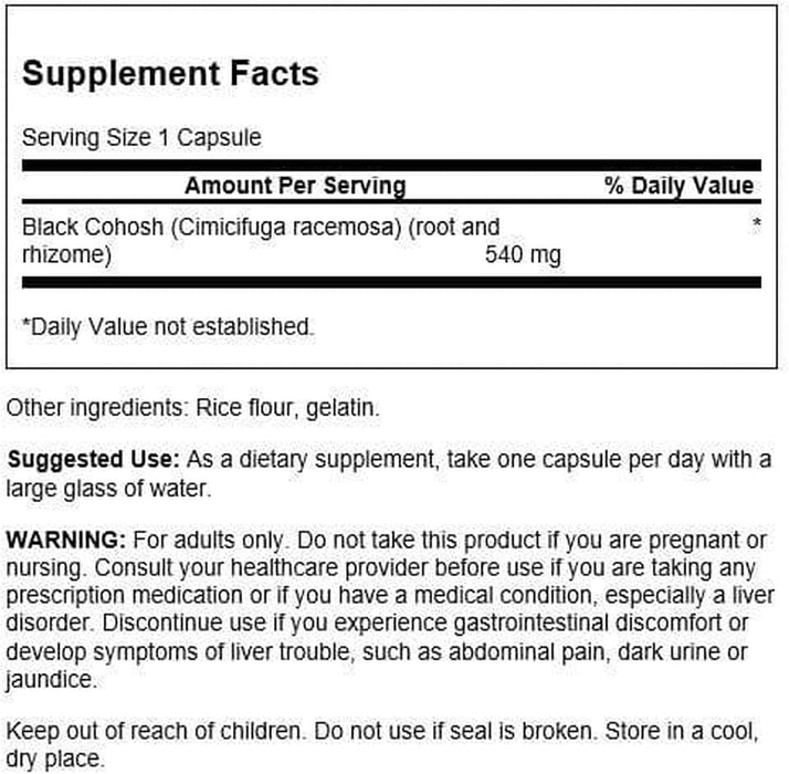 Swanson Suplemento de Cohosh Negro 540 mg, 60 cápsulas
