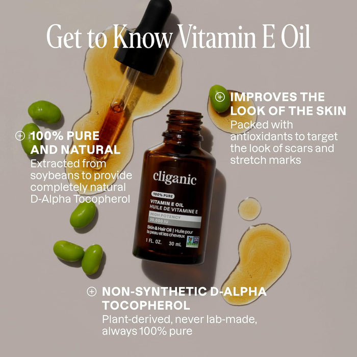 Cliganic Aceite de Vitamina E 100% puro 1 oz (30 ml)