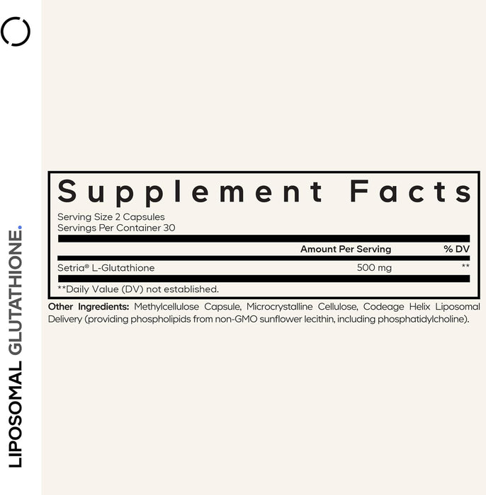Codeage Suplemento Glutatión Liposomal Setria L‑Glutatión, 60 Cápsulas
