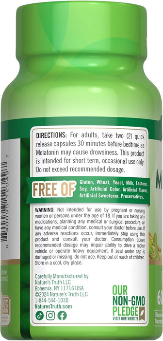 Nature's Truth Melatonina 10 mg y Ashwagandha, 60 cápsulas