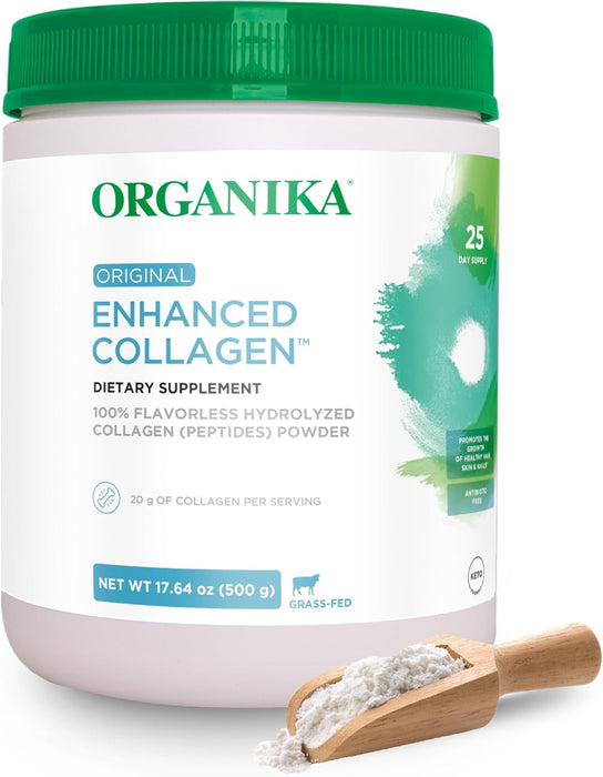 Organika Enhanced Collagen, 500 g, Péptidos Hidrolizados, Sin Sabor