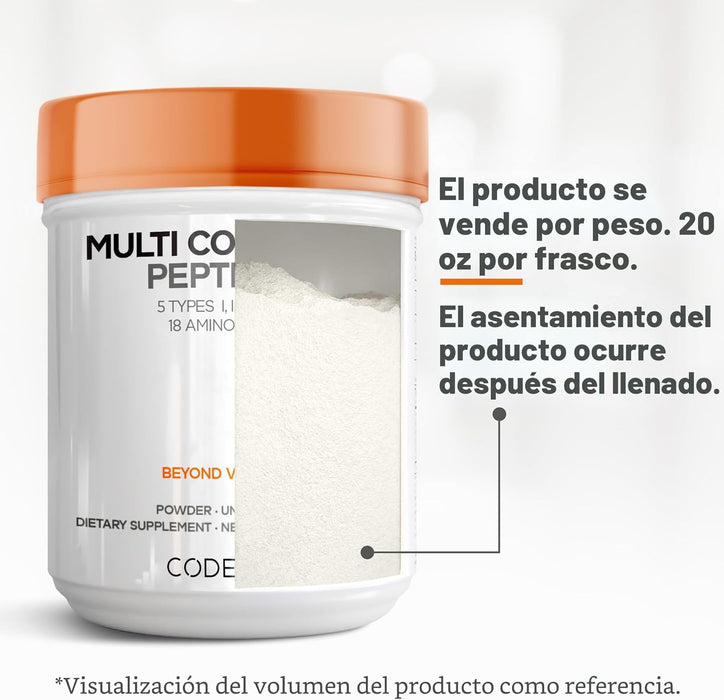Codeage Multi‑Colágeno Proteína en Polvo Hidrolizado, 20 oz, Tipos I, II, III, V, X, Grass‑Fed