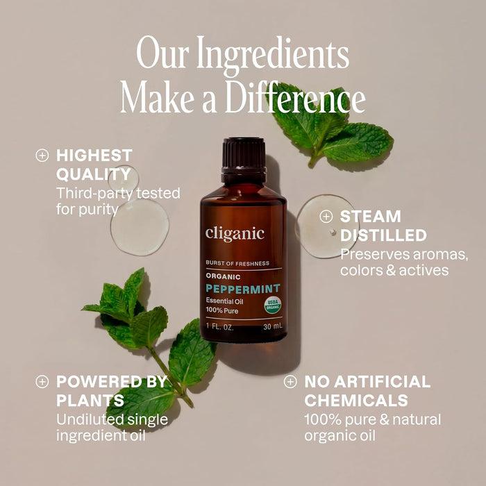 Cliganic Aceite esencial de menta orgánica, 10 ml