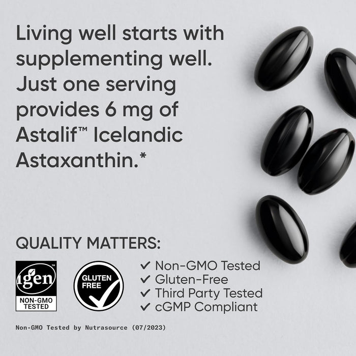 Sports Research Suplemento Astaxantina Triple Fuerza 6 mg con Aceite de Coco Orgánico, 120 Cápsulas Blandas