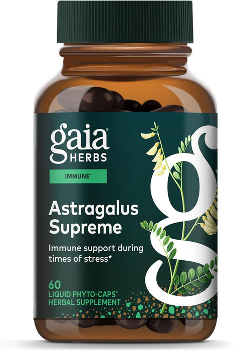 Gaia Herbs Suplemento Astragalus Supreme, 60 Cápsulas Veganas, Apoyo Inmunológico y Resistencia al Estrés