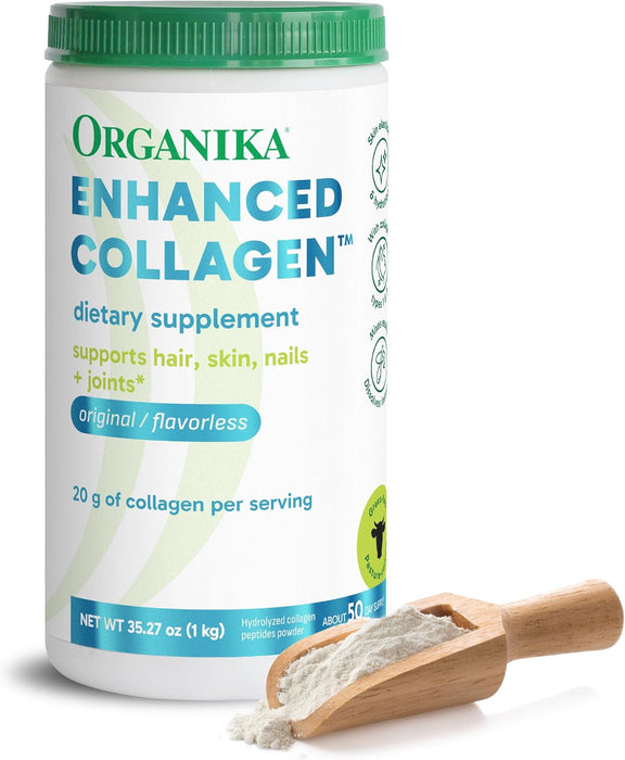 Organika Péptidos de Colágeno Hidrolizado en Polvo, 2.2 lb, 100% Puro, Sin Sabor