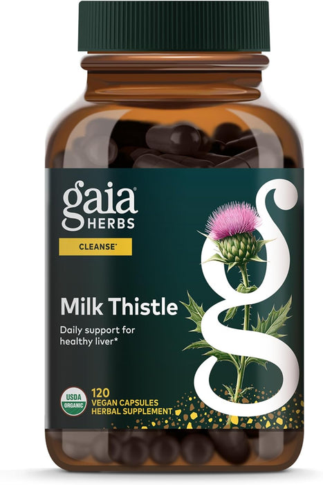 Gaia Herbs Suplemento Cardo Mariano, 120 Cápsulas Veganas, Apoyo Hepático y Limpieza Natural