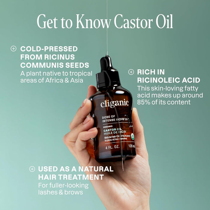 Cliganic Aceite de Ricino Orgánico 8 oz (240 ml)