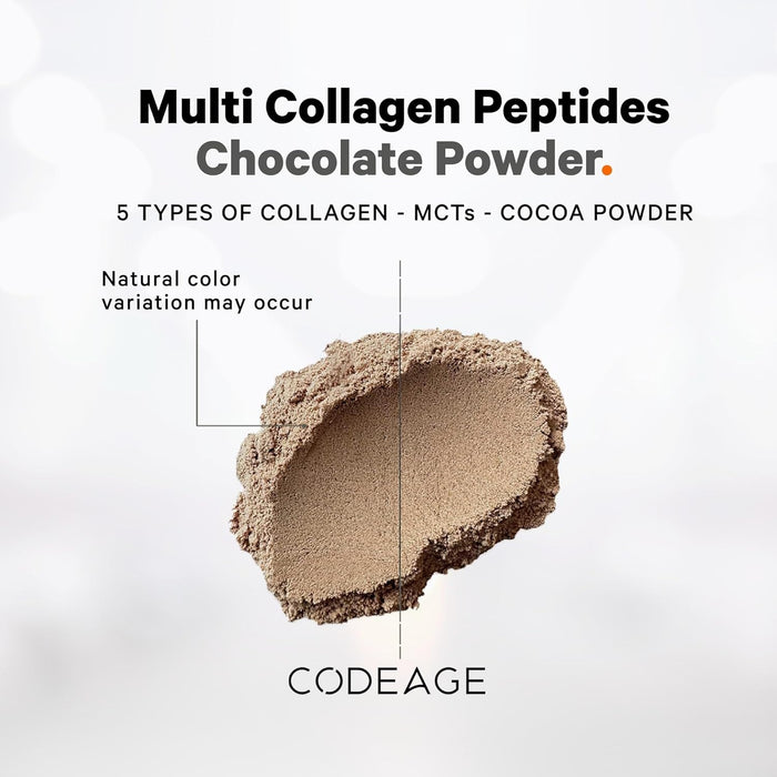 Codeage Multi Colágeno Proteína en Polvo, Sabor Chocolate, Tipos I, II, III, V, X, Grass‑Fed, 18 oz