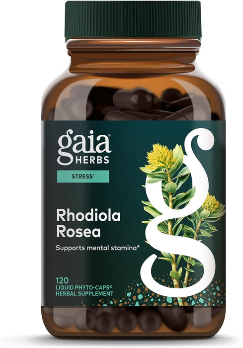 Gaia Herbs Suplemento Rhodiola Rosea, 120 Cápsulas Veganas, Energía y Resistencia al Estrés