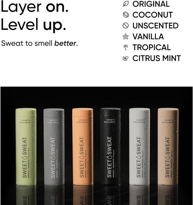 Sports Research Sweet Sweat Gel en Barra Roll‑On Tropical, 181 g, Potenciador de Entrenamiento