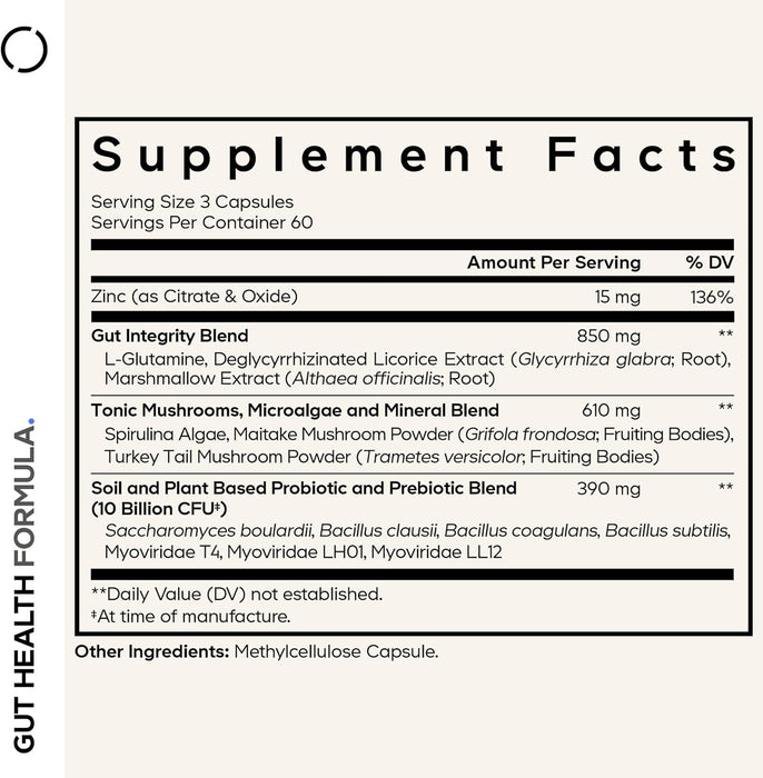 Codeage Suplemento con L‑Glutamina + Regaliz DGL + Malvavisco + Probióticos SBO + Prebióticos, 180 Cápsulas