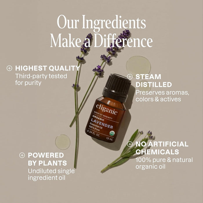Cliganic Aceite esencial de lavanda orgánica 10 ml