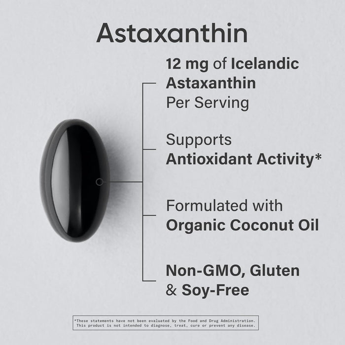 Sports Research Suplemento Astaxantina Triple Fuerza 12 mg con Aceite de Coco Orgánico, 60 Cápsulas Blandas