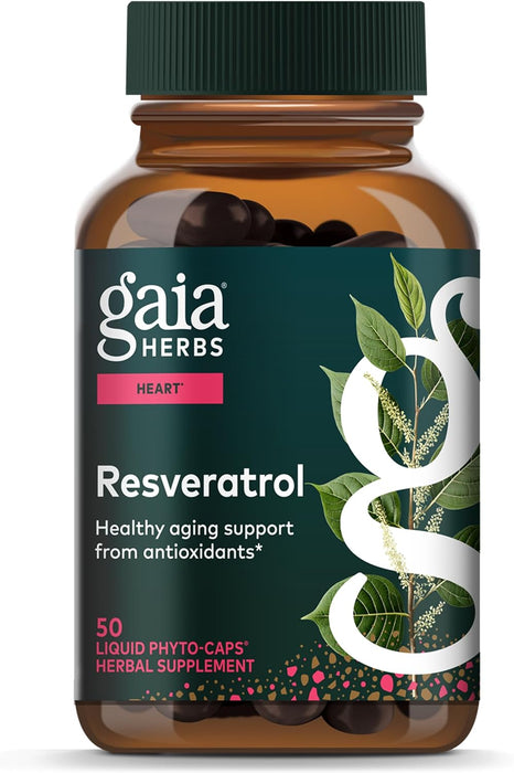 Gaia Herbs Suplemento Resveratrol 150, 50 Cápsulas Veganas, Antioxidante para Salud Celular y Envejecimiento Saludable