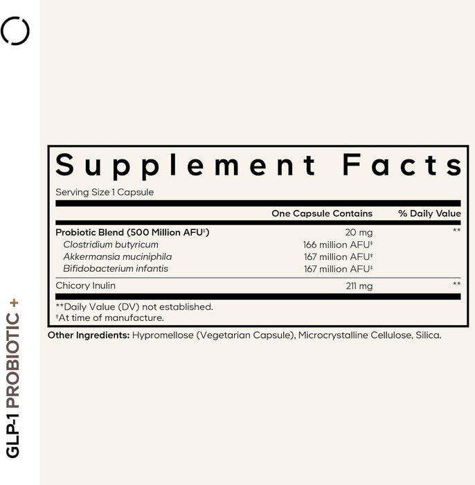Codeage GLP‑1 Probiotic+ con Akkermansia, Clostridium & Bifidobacterium, 500 Millones AFU, 90 Cápsulas