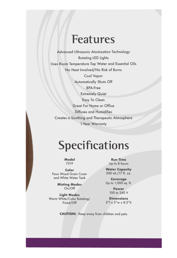 Now Difusor Ultraso para Aceites Esenciales con Apariencia a Madera