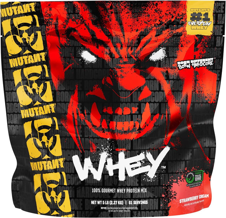 Mutant Whey Protein Powder, Strawberry Cream, 5 lb (2.27 kg), 100% Suero, EAAs, Enzimas Digestivas, Non‑GMO, Certificado GMP