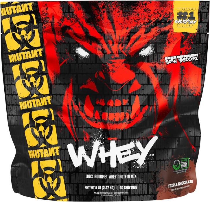 Mutant Whey Protein Powder, Triple Chocolate, 5 lb (2.27 kg), 3 Fuentes de Proteína de Suero, Enzimas Digestivas, Aminoácidos, Non‑GMO, Certificado GMP