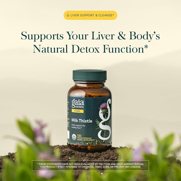 Gaia Herbs Suplemento Cardo Mariano, 120 Cápsulas Veganas, Apoyo Hepático y Limpieza Natural